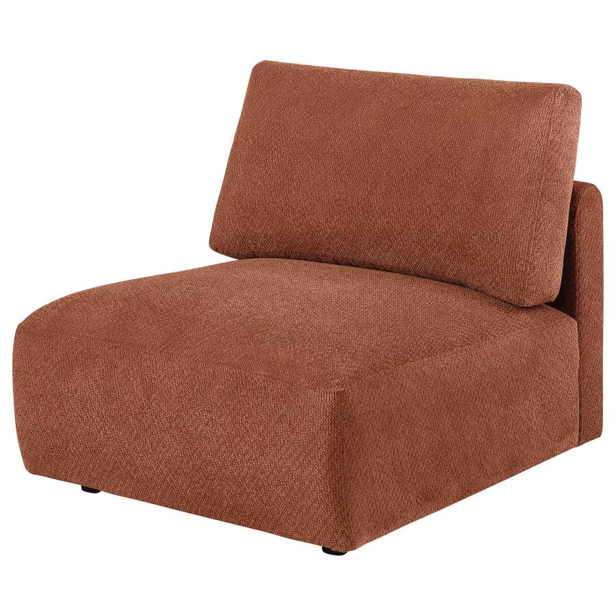 Home & Sleep Outlet - Elysia Chenille Upholstered Modular Armless Chair Coral