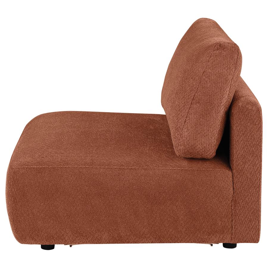 Home & Sleep Outlet - Elysia Chenille Upholstered Modular Armless Chair Coral