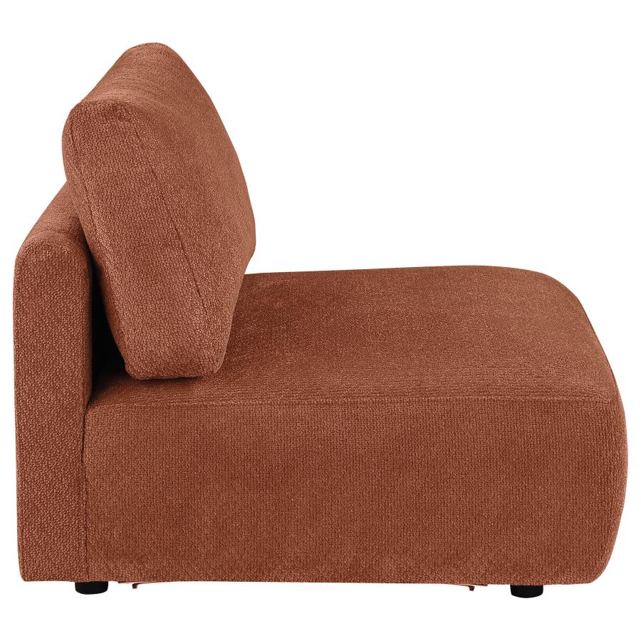 Home & Sleep Outlet - Elysia Chenille Upholstered Modular Armless Chair Coral