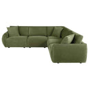 Elysia 5-piece Fabric Upholstered Modular Sectional Sofa Green