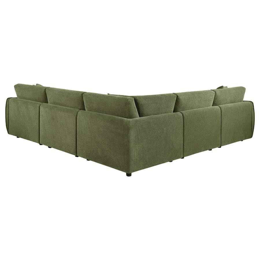 Elysia 5-piece Fabric Upholstered Modular Sectional Sofa Green