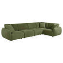 Elysia 5-piece Fabric Upholstered Modular Sectional Sofa Green