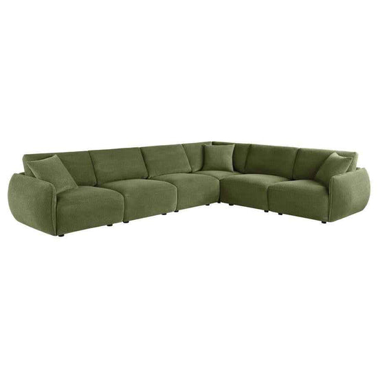 Elysia 6-piece Fabric Upholstered Modular Sectional Sofa Green