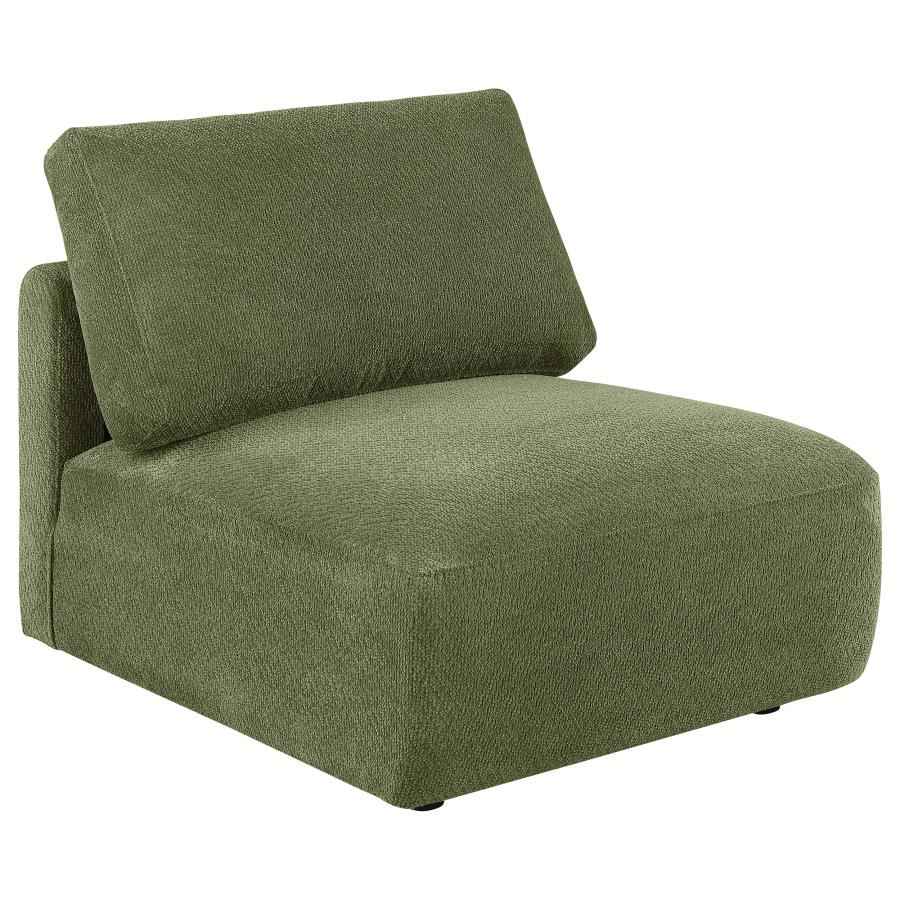 Elysia Fabric Upholstered Modular Armless Chair Green