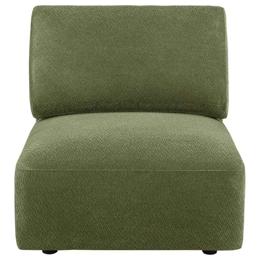 Elysia Fabric Upholstered Modular Armless Chair Green