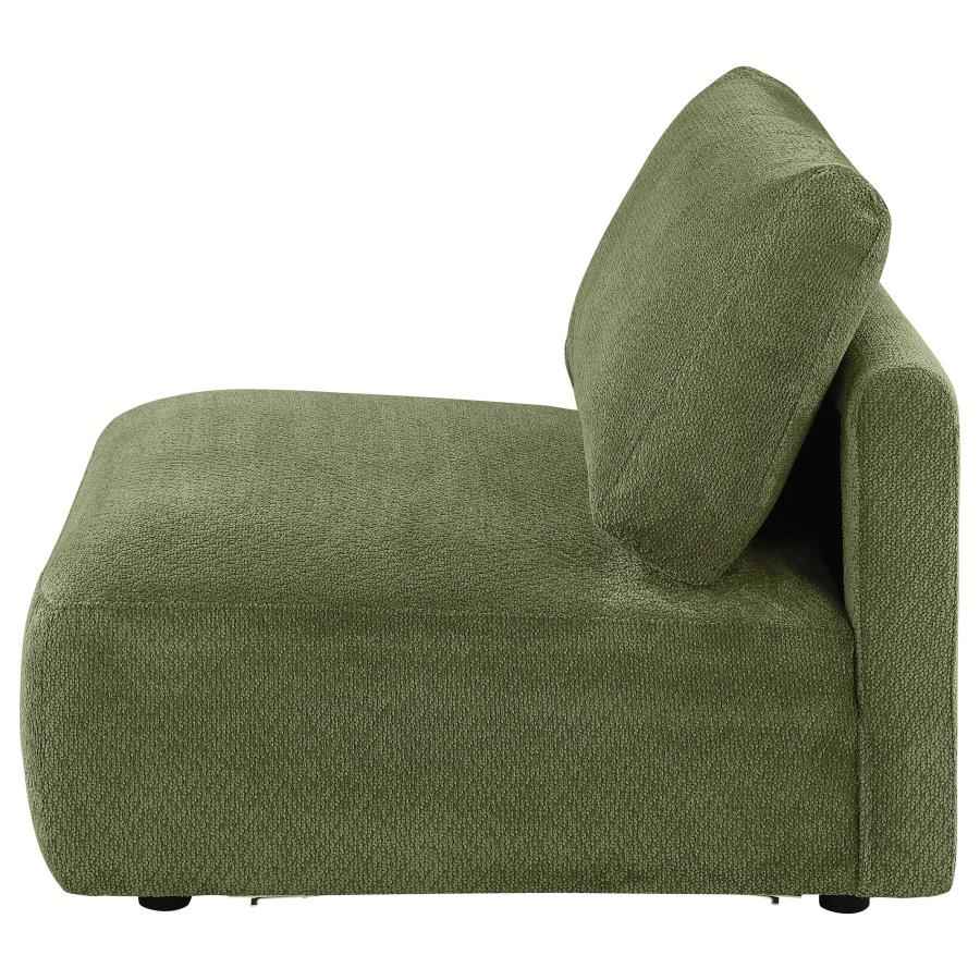Elysia Fabric Upholstered Modular Armless Chair Green