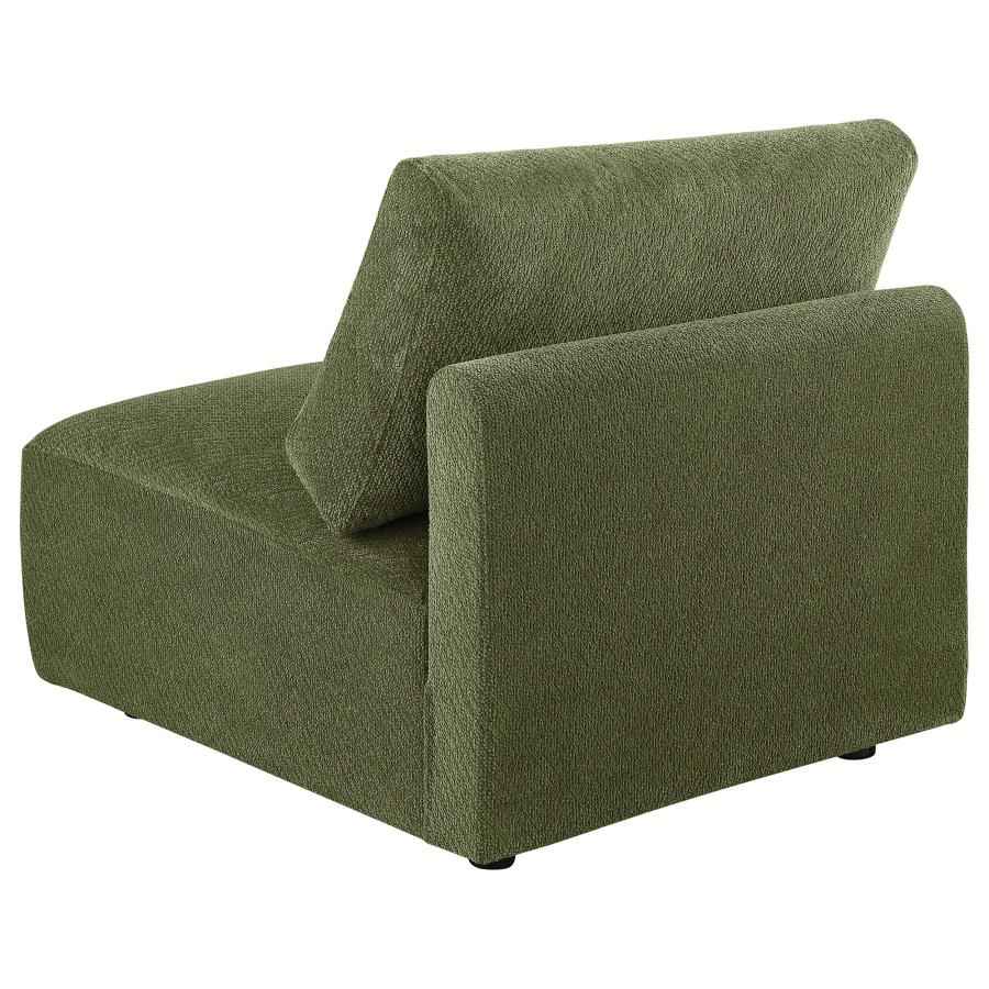 Elysia Fabric Upholstered Modular Armless Chair Green