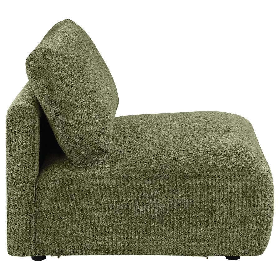 Elysia Fabric Upholstered Modular Armless Chair Green