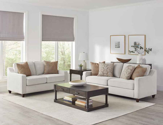 Christine 2-piece Upholstered Sloped Arm Sofa Set Beige
