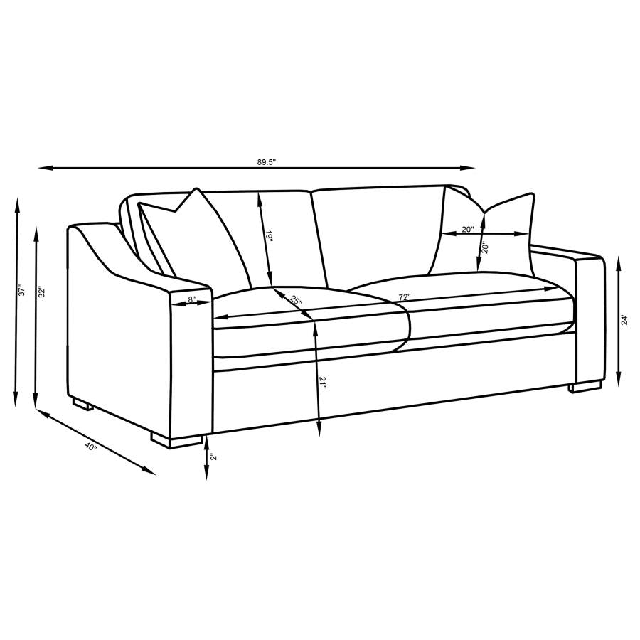 Home & Sleep Outlet - Ashlyn Fabric Upholstered Track Arm Sofa Sand
