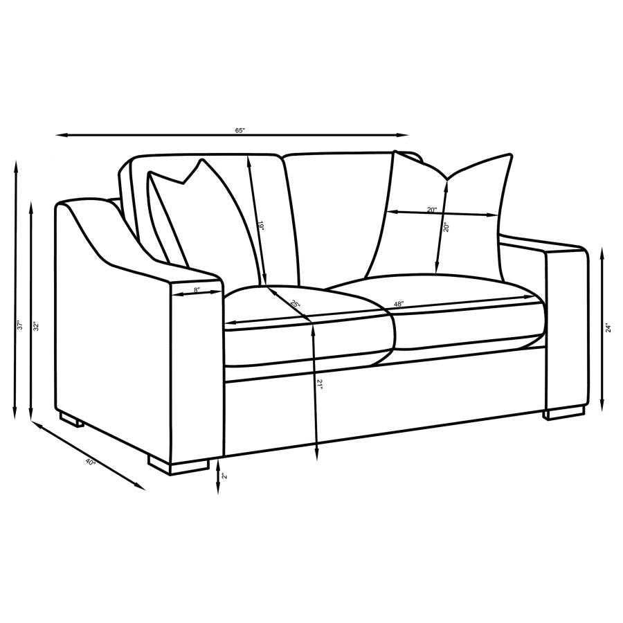 Home & Sleep Outlet - Ashlyn Fabric Upholstered Track Arm Loveseat Sand