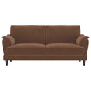 Selma Velvet Upholstered Crescent Arm Sofa Rust