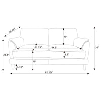 Selma Velvet Upholstered Crescent Arm Loveseat Rust
