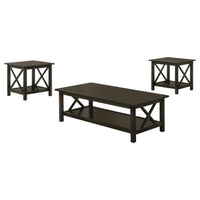 Rachelle 3-piece Rectangular Coffee Table Set Deep Merlot