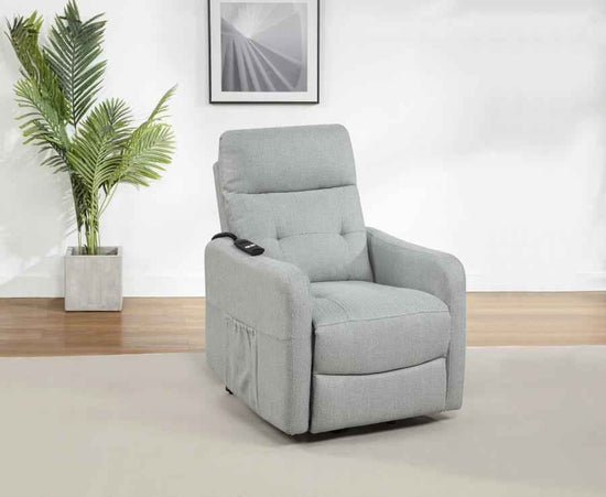 Dayes Upholstered Power Lift Recliner Chair Light Grey