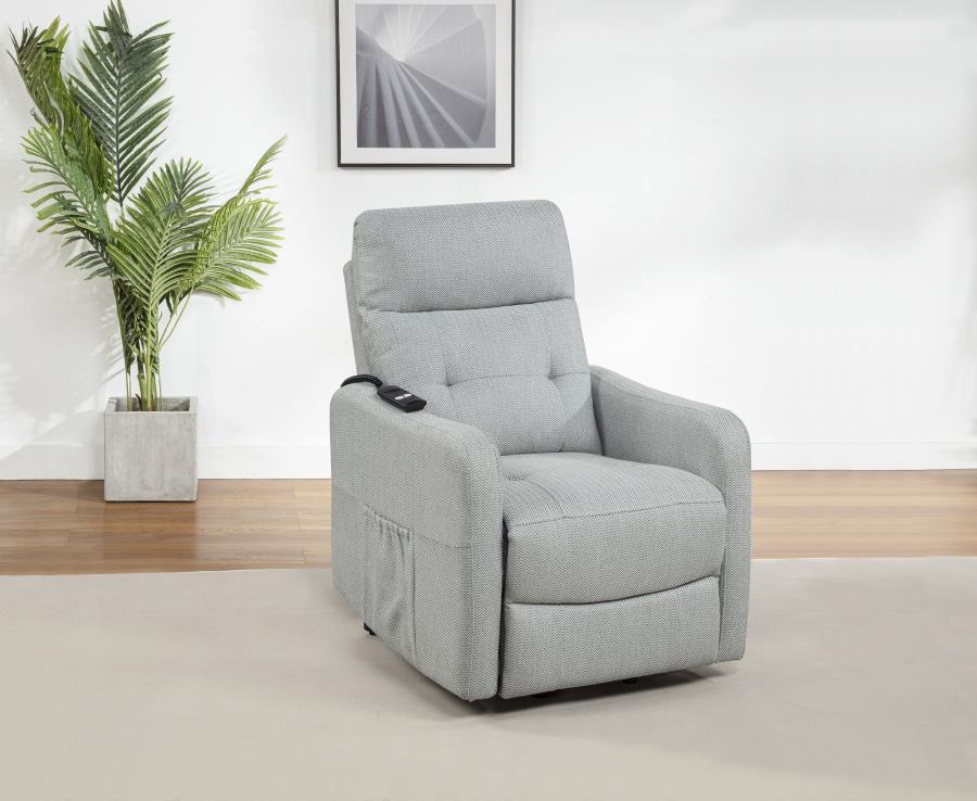Home & Sleep Outlet - Dayes Upholstered Power Lift Recliner Chair Light Grey