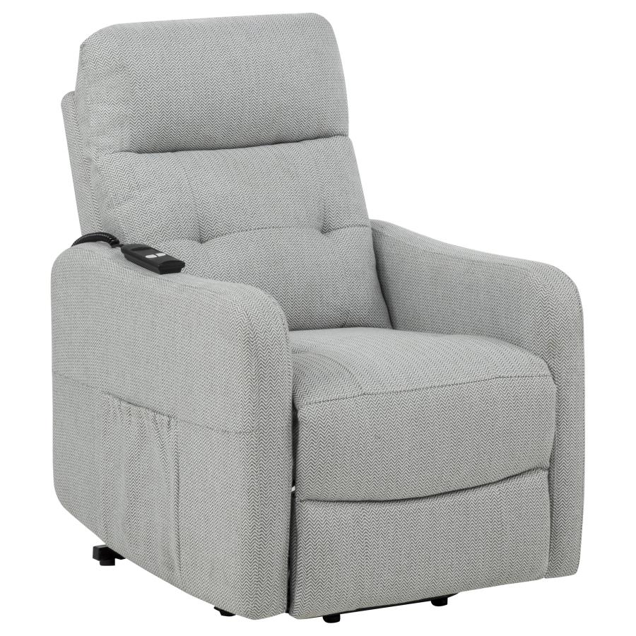 Home & Sleep Outlet - Dayes Upholstered Power Lift Recliner Chair Light Grey