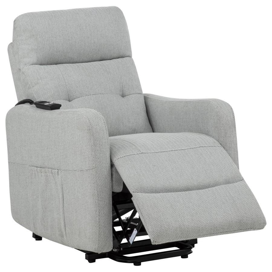 Home & Sleep Outlet - Dayes Upholstered Power Lift Recliner Chair Light Grey