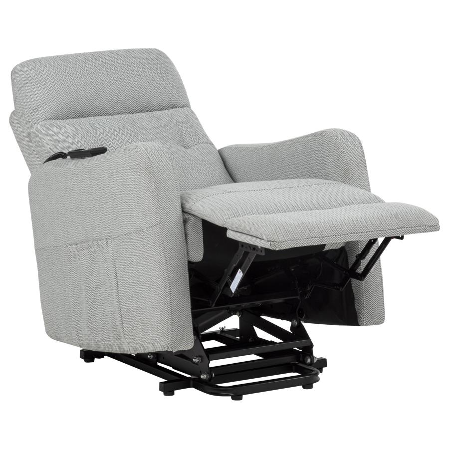 Home & Sleep Outlet - Dayes Upholstered Power Lift Recliner Chair Light Grey