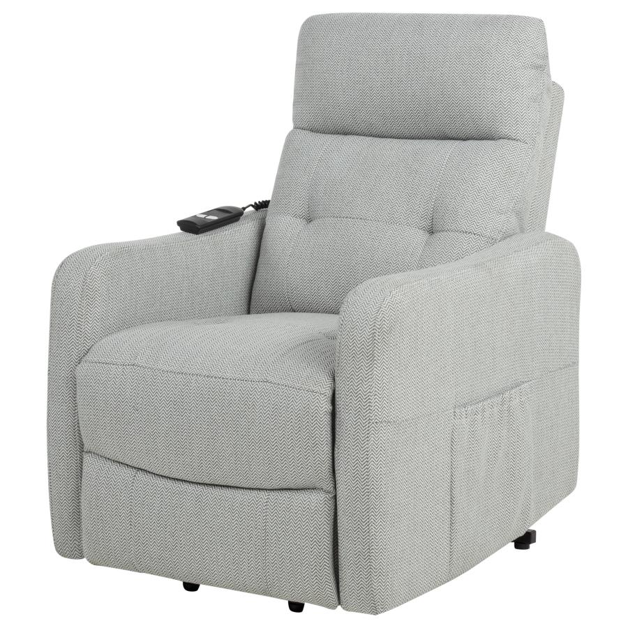 Home & Sleep Outlet - Dayes Upholstered Power Lift Recliner Chair Light Grey