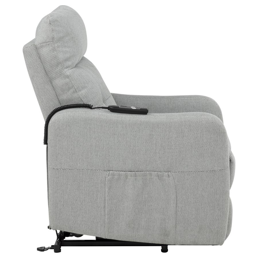 Home & Sleep Outlet - Dayes Upholstered Power Lift Recliner Chair Light Grey