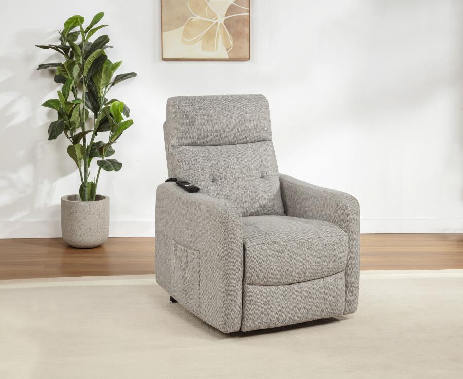 Home & Sleep Outlet - Dayes Upholstered Power Lift Recliner Chair Taupe
