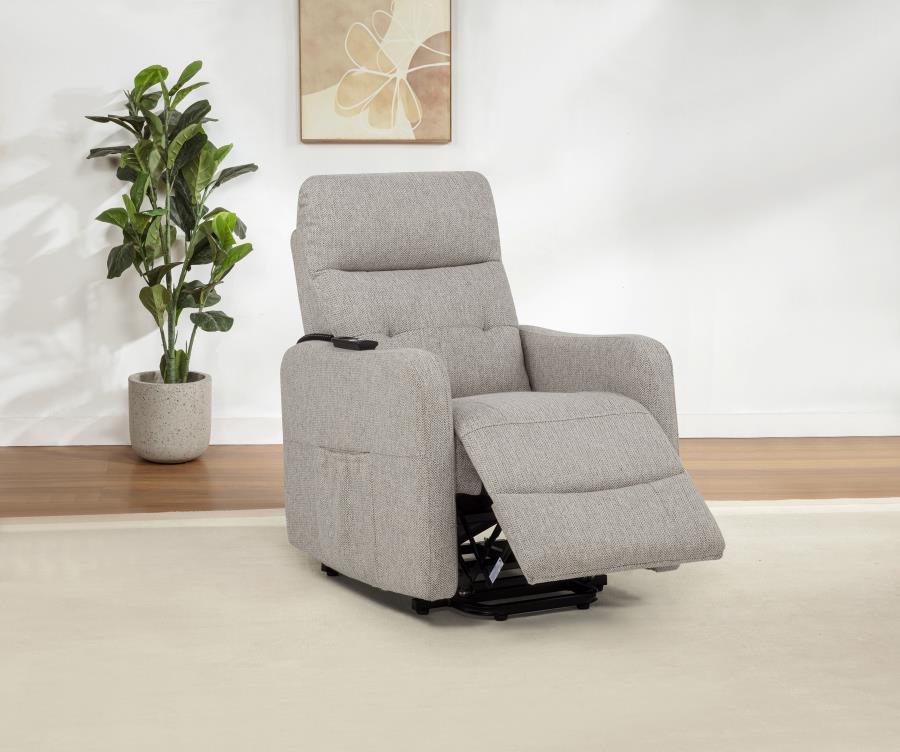 Home & Sleep Outlet - Dayes Upholstered Power Lift Recliner Chair Taupe
