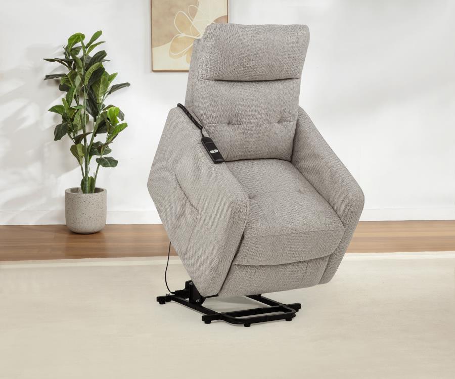 Home & Sleep Outlet - Dayes Upholstered Power Lift Recliner Chair Taupe