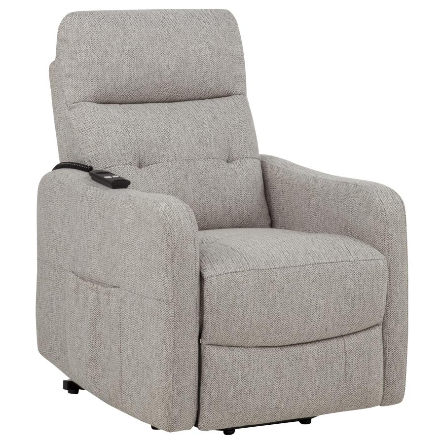 Home & Sleep Outlet - Dayes Upholstered Power Lift Recliner Chair Taupe