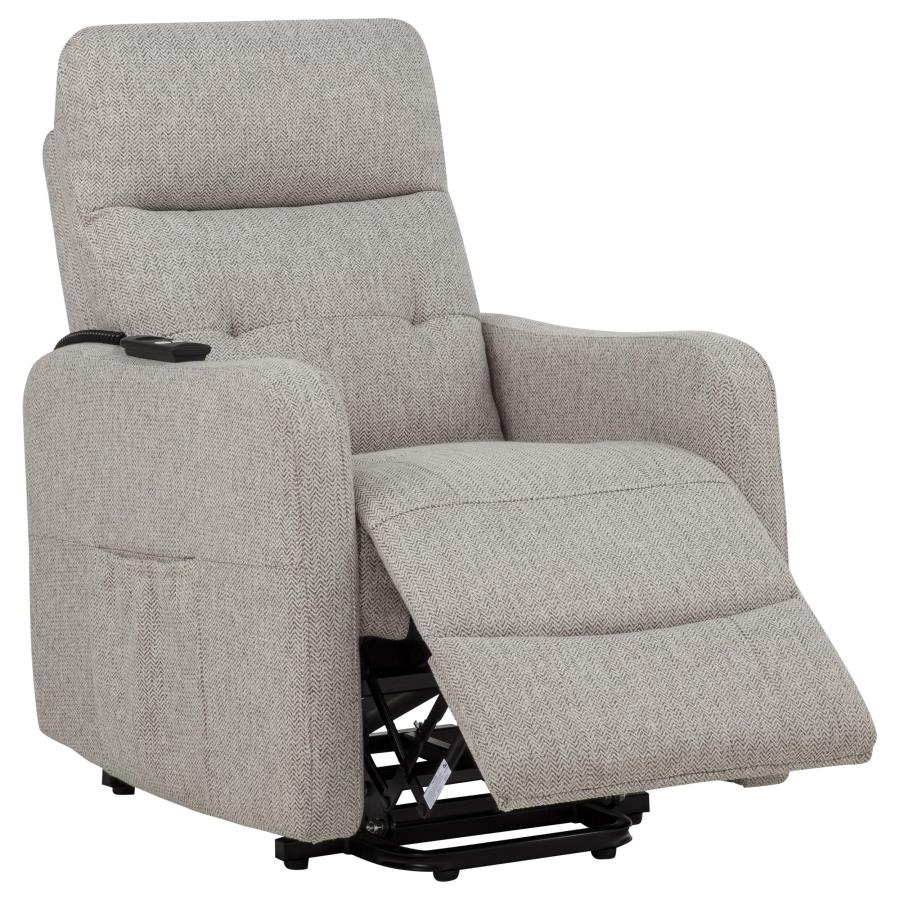 Home & Sleep Outlet - Dayes Upholstered Power Lift Recliner Chair Taupe