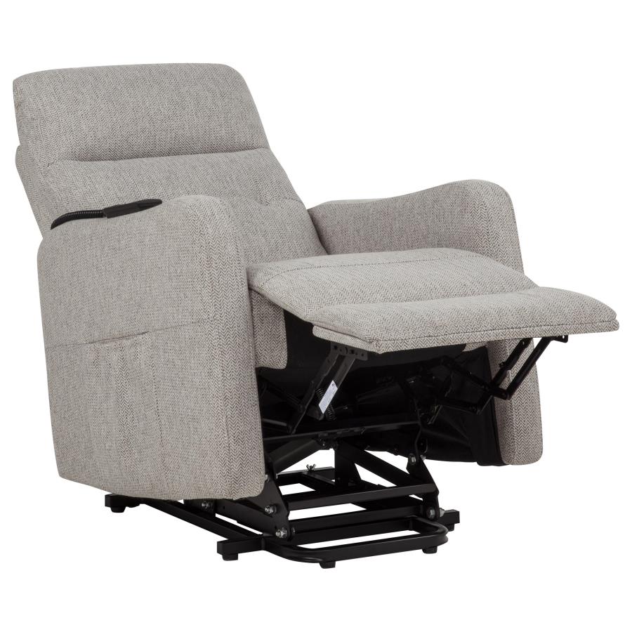 Home & Sleep Outlet - Dayes Upholstered Power Lift Recliner Chair Taupe
