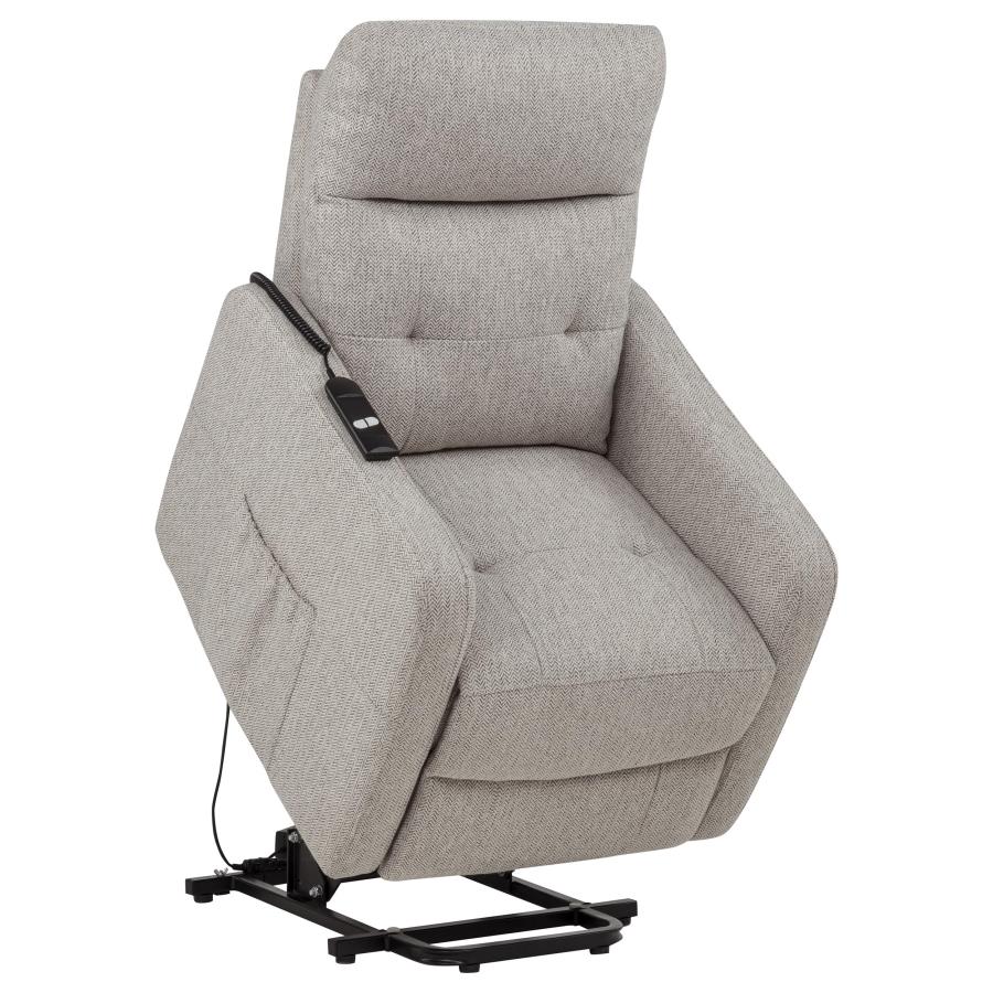 Home & Sleep Outlet - Dayes Upholstered Power Lift Recliner Chair Taupe