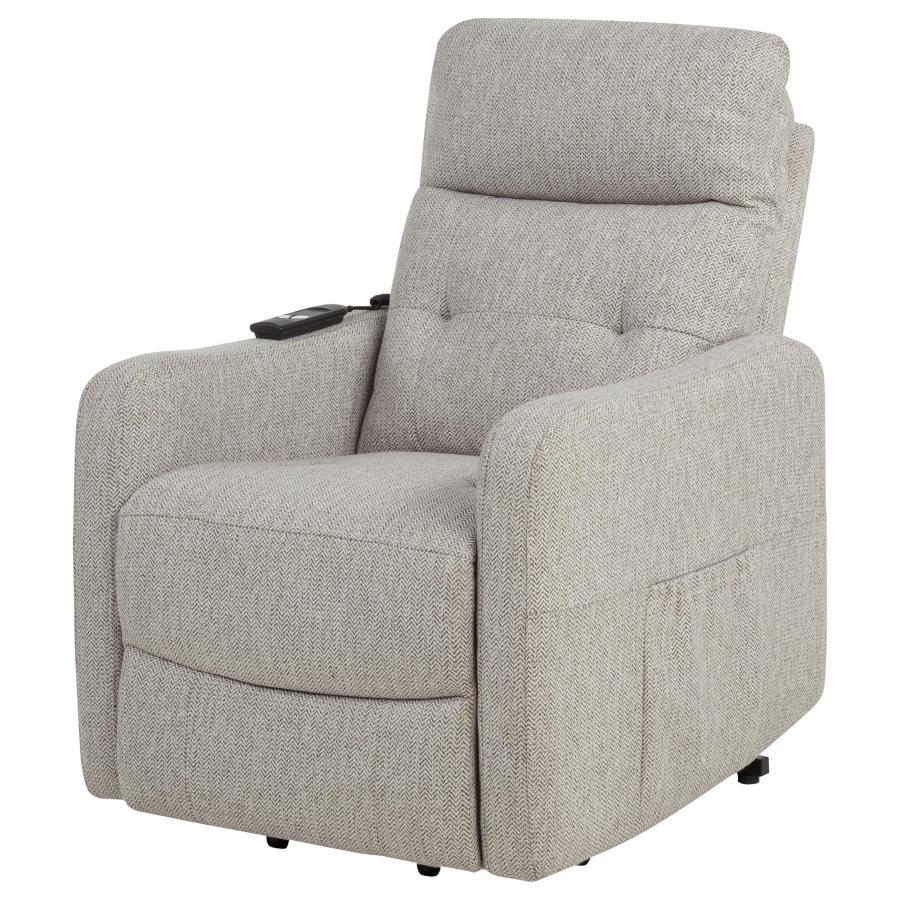 Home & Sleep Outlet - Dayes Upholstered Power Lift Recliner Chair Taupe