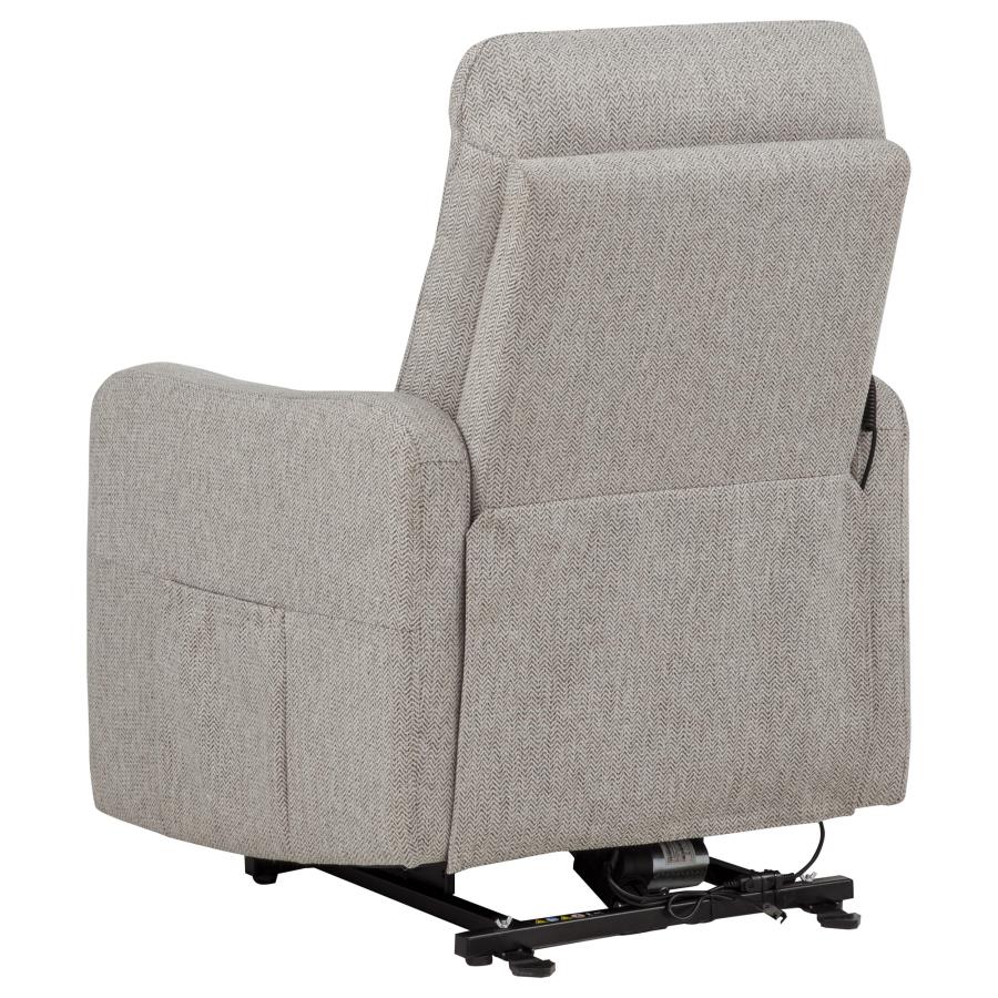Home & Sleep Outlet - Dayes Upholstered Power Lift Recliner Chair Taupe