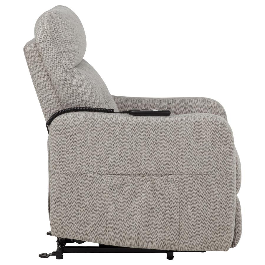 Home & Sleep Outlet - Dayes Upholstered Power Lift Recliner Chair Taupe