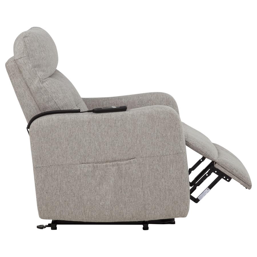 Home & Sleep Outlet - Dayes Upholstered Power Lift Recliner Chair Taupe