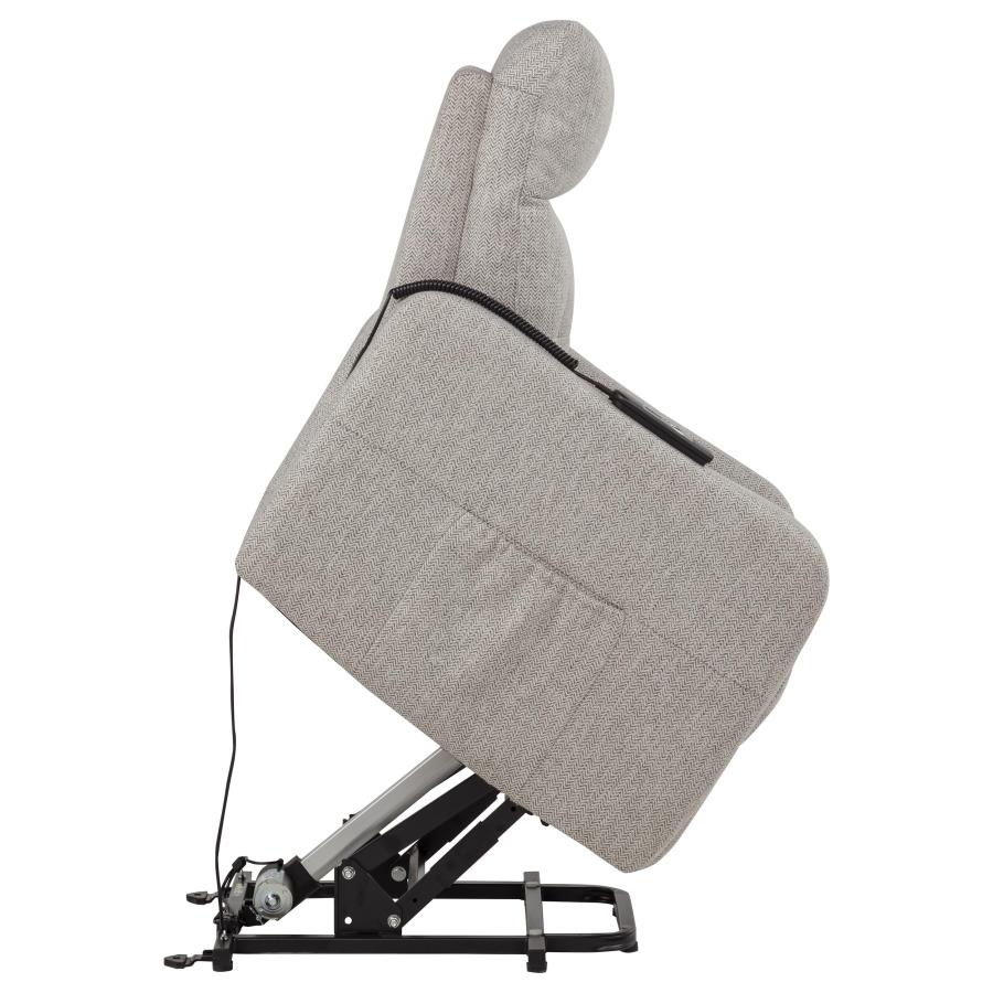 Home & Sleep Outlet - Dayes Upholstered Power Lift Recliner Chair Taupe