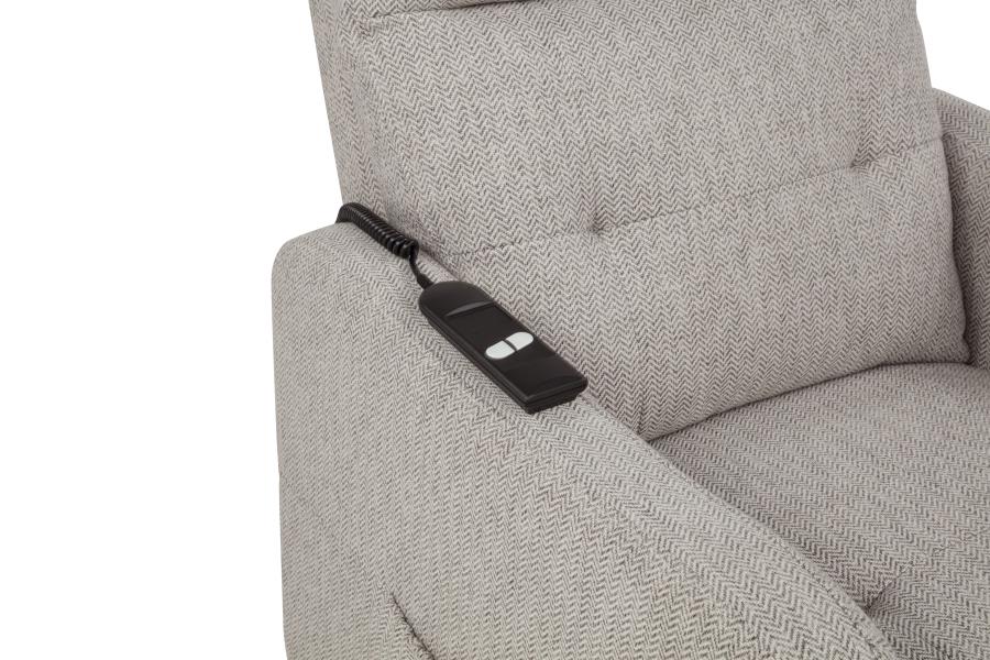 Home & Sleep Outlet - Dayes Upholstered Power Lift Recliner Chair Taupe