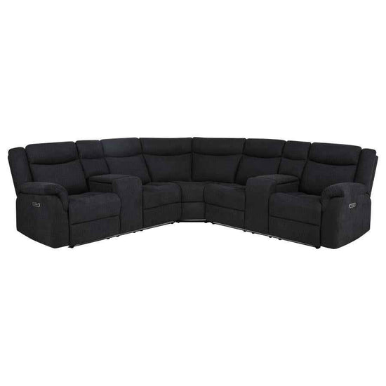 Hagen Upholstered Power Reclining Sectional Sofa Steel Grey