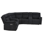 Hagen Upholstered Power Reclining Sectional Sofa Steel Grey