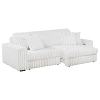 Jacana Corduroy Upholstered Dual Power Chaise Sofa Ivory