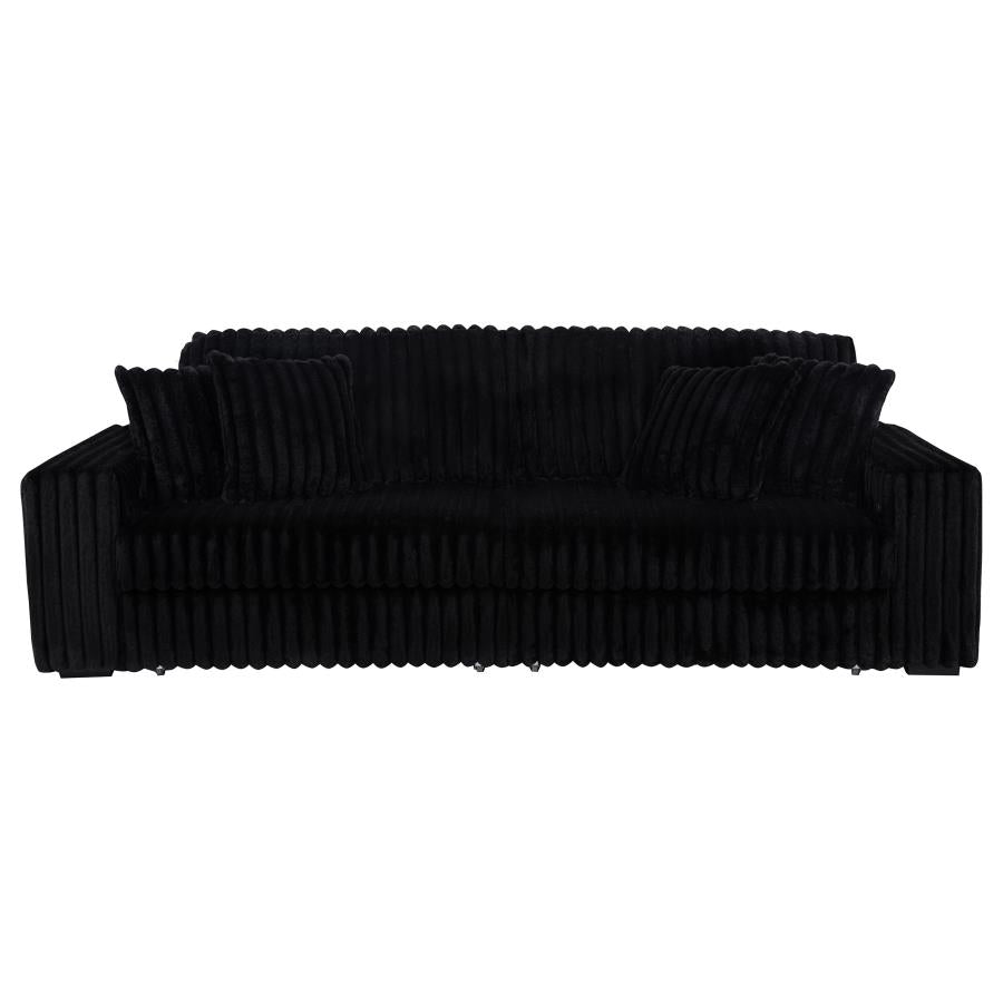 Jacana Corduroy Upholstered Dual Power Chaise Sofa Black