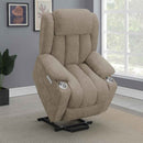 Houston Upholstered Power Lift Recliner Chair Camel - Home & Sleep Outlet
