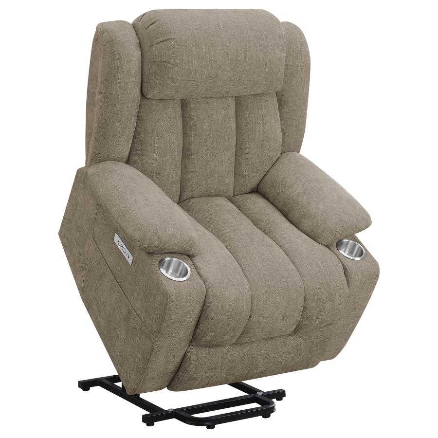 Houston Upholstered Power Lift Recliner Chair Camel - Home & Sleep Outlet
