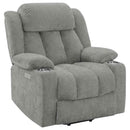 Houston Upholstered Power Lift Recliner Grey - Home & Sleep Outlet