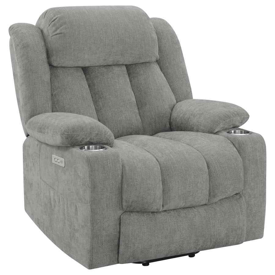 Houston Upholstered Power Lift Recliner Grey - Home & Sleep Outlet