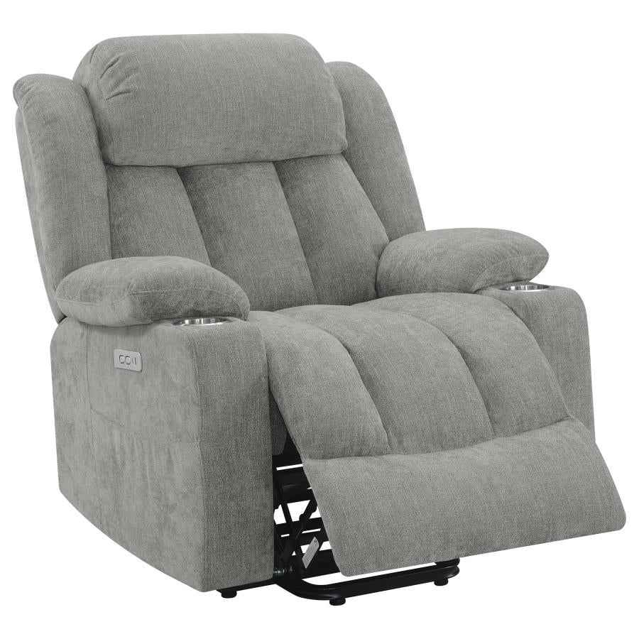 Houston Upholstered Power Lift Recliner Grey - Home & Sleep Outlet