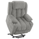 Houston Upholstered Power Lift Recliner Grey - Home & Sleep Outlet