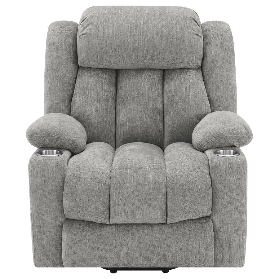 Houston Upholstered Power Lift Recliner Grey - Home & Sleep Outlet