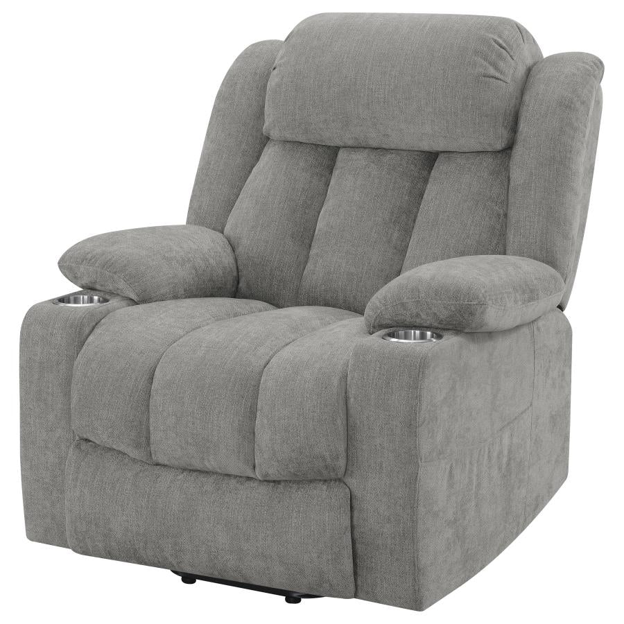 Houston Upholstered Power Lift Recliner Grey - Home & Sleep Outlet